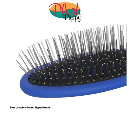 Blue Long Pin Round Tip Brush Pro Grooming Brush